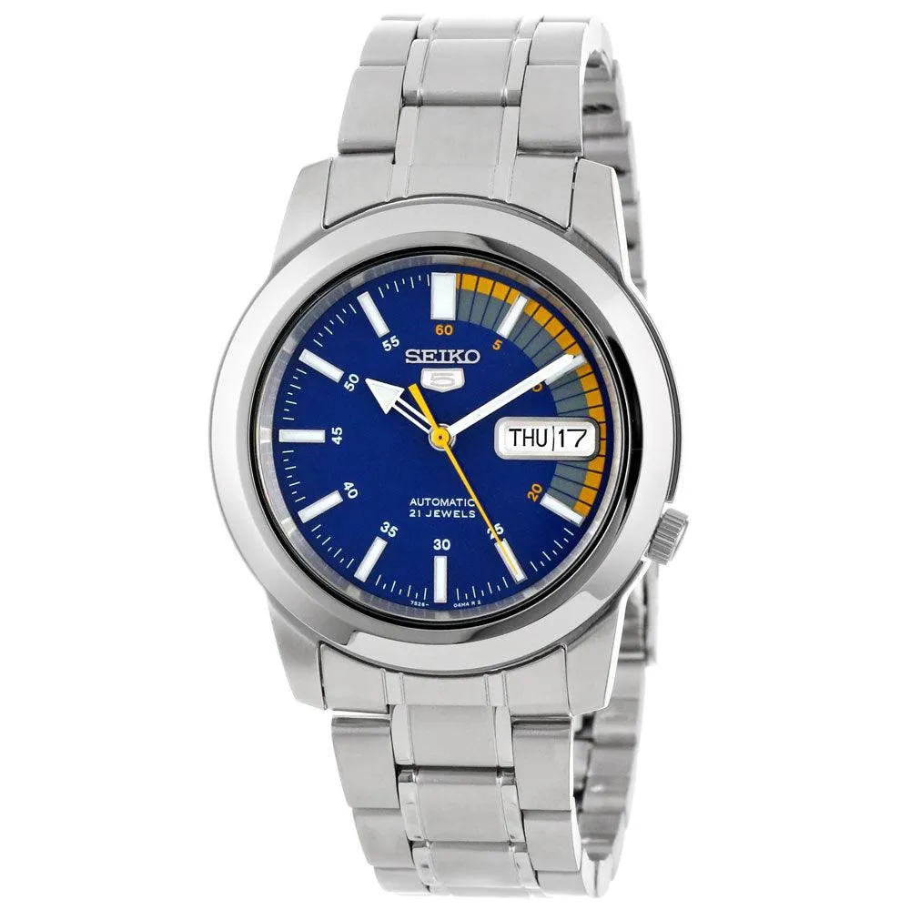 Seiko SNKK27 Men's Seiko 5 Automatic Stainless Steel Bracelet Blue Dial Day Date Watch