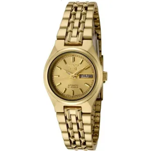 Seiko Women's Watch - Seiko 5 Power Reserve Yellow Gold Steel Bracelet | SYMA04K1