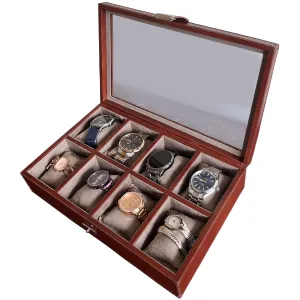 Signature Leather Watch Case - 8 Slots (Brown)