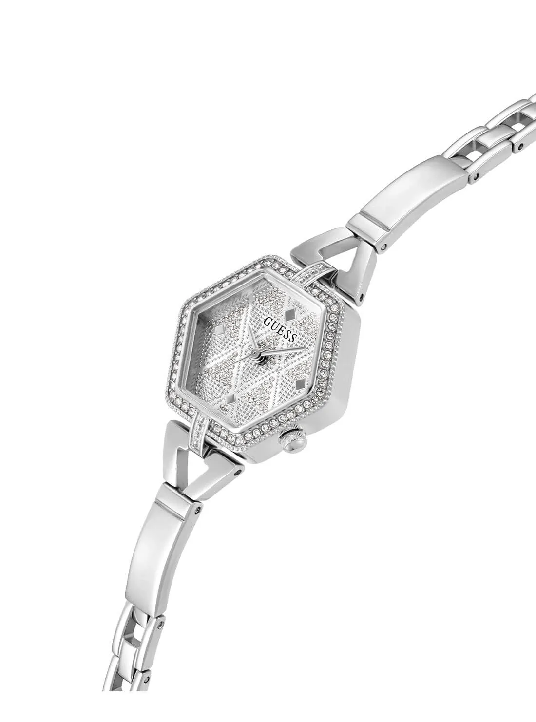 Silver Audrey Glitz Hexagonal Link Watch