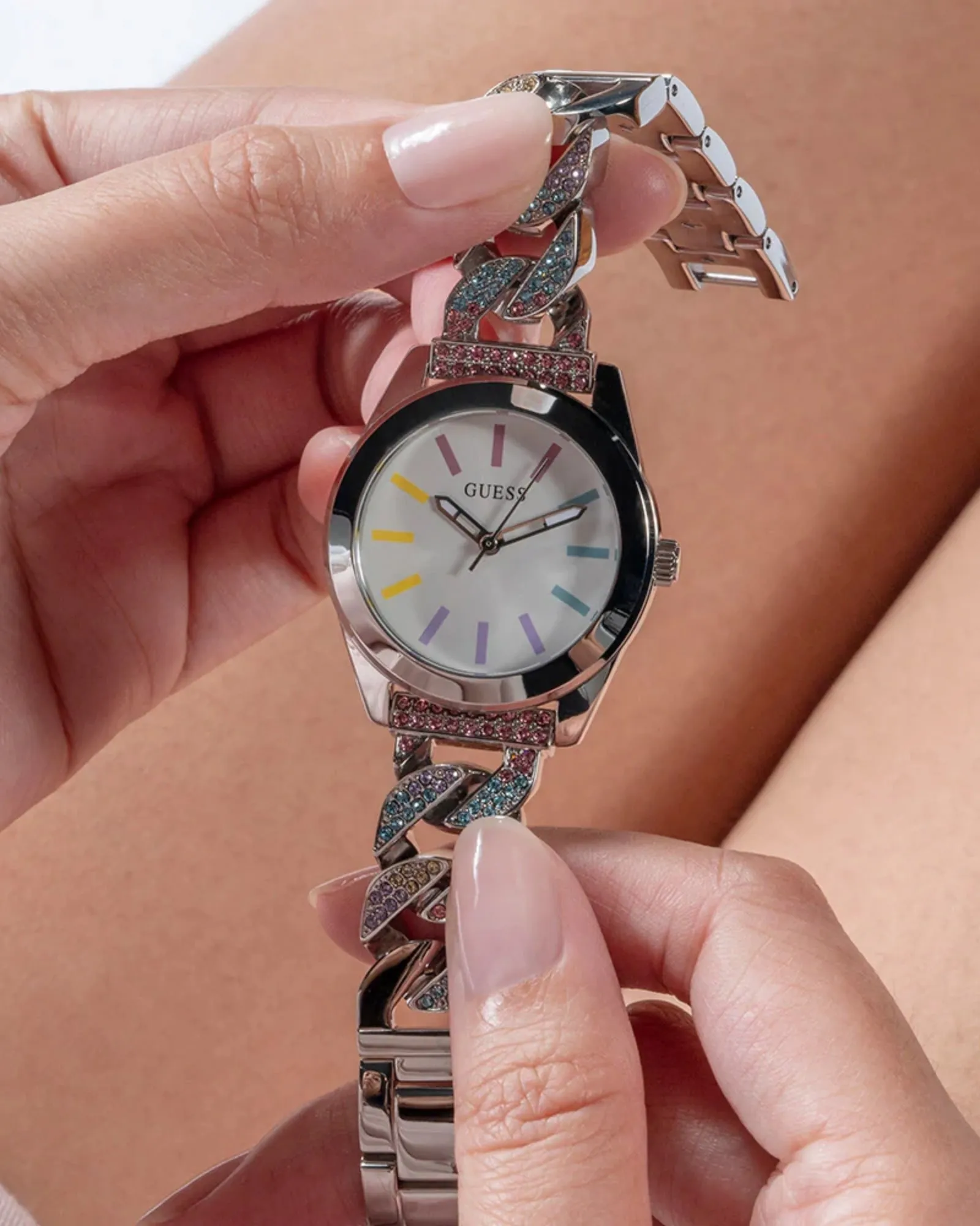Silver Serena Multi Glitz Link Watch