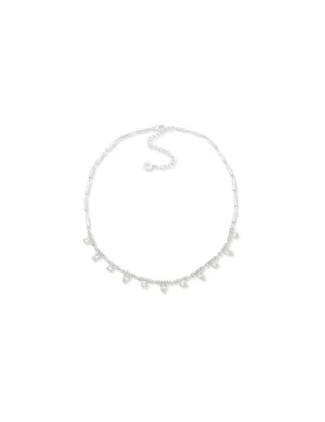Station Front Necklace - Silver Crystal