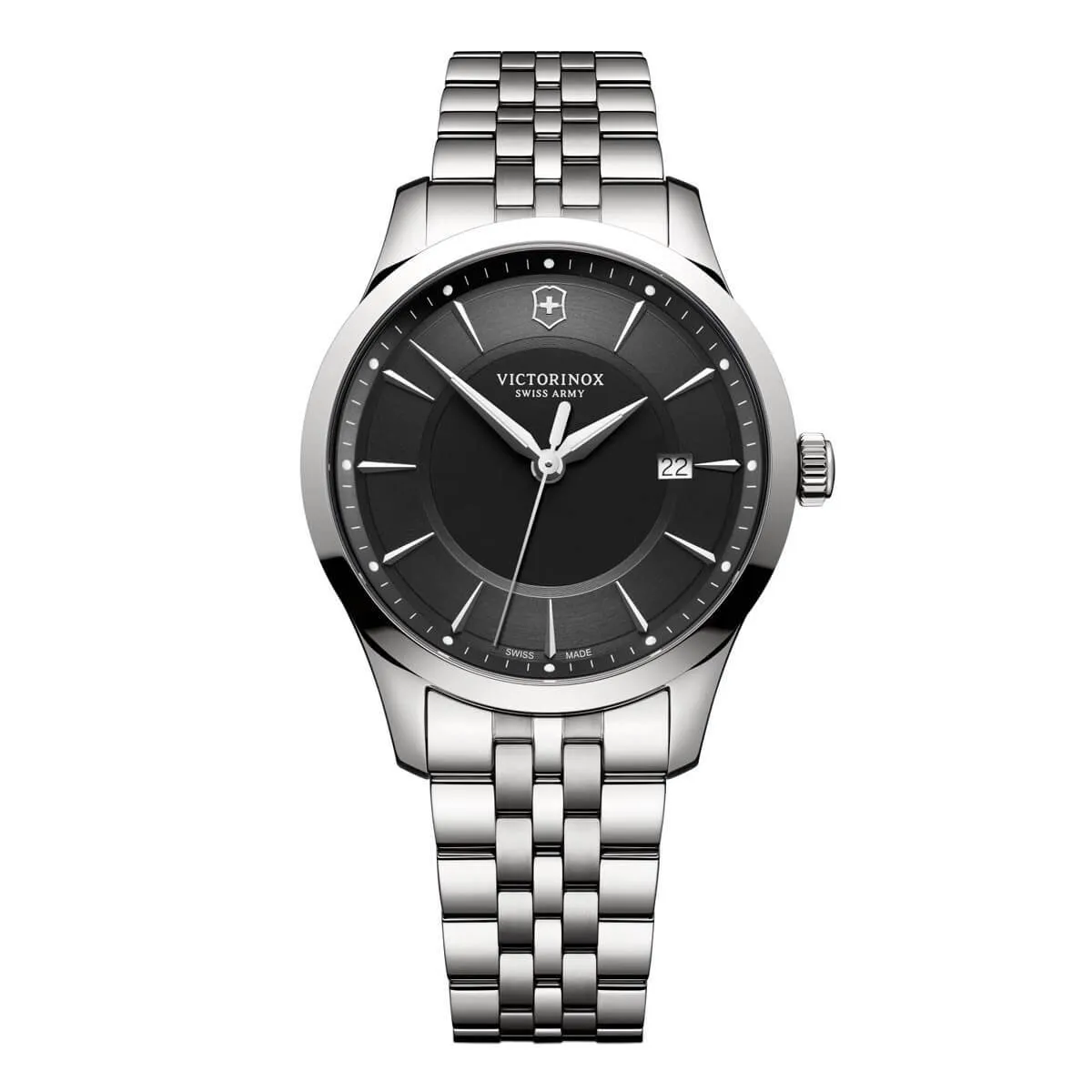 Swiss Army Men's Bracelet Watch - Alliance Black Dial Stainless Steel | 241801