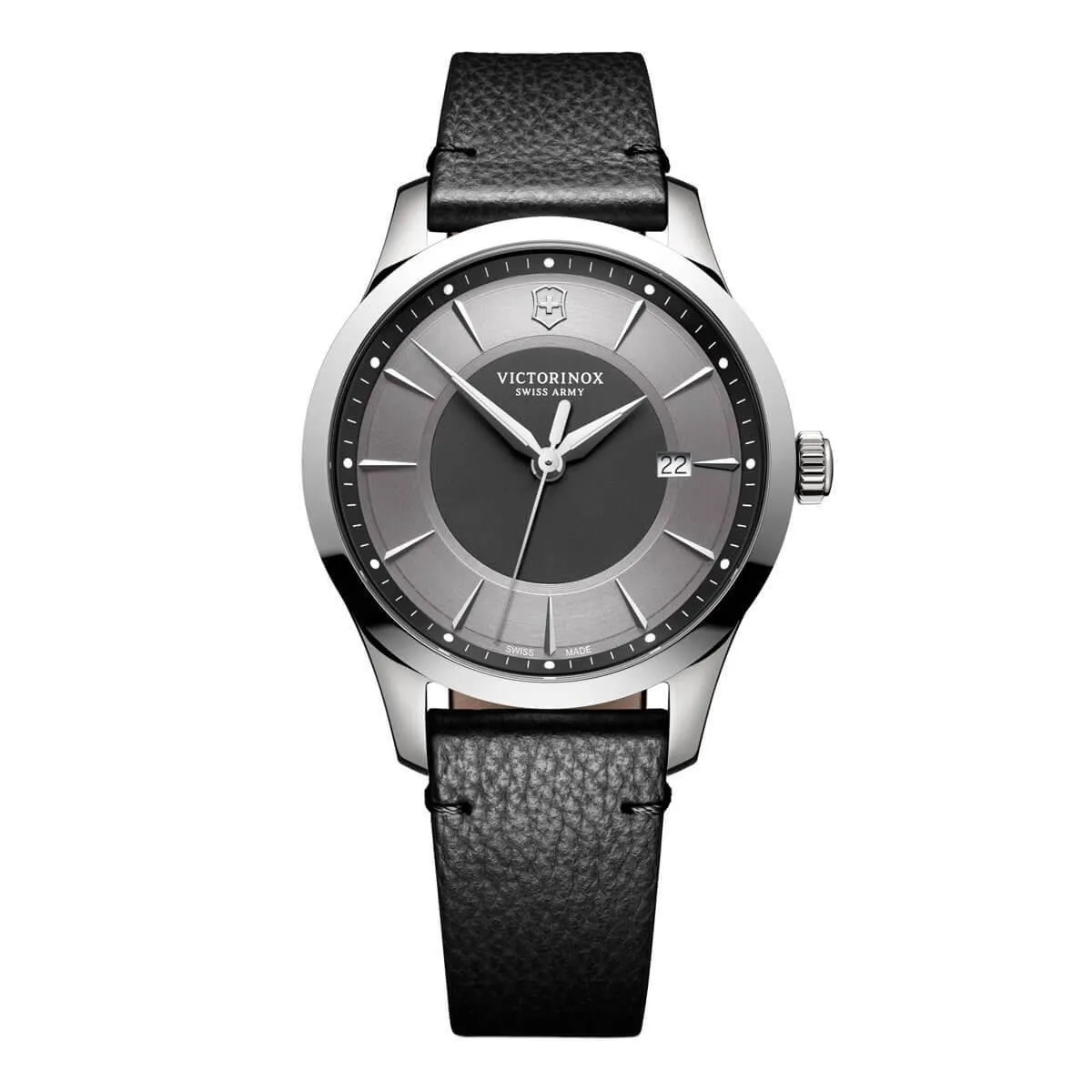 Swiss Army Men's Strap Watch - Alliance Grey & Black Dial Black Leather | 241804