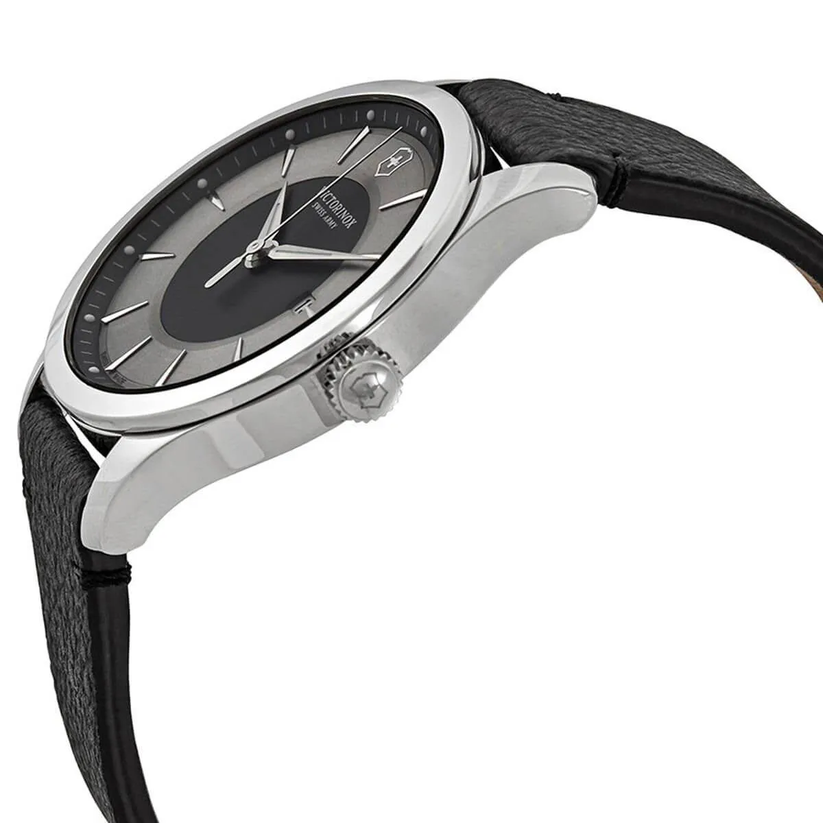 Swiss Army Men's Strap Watch - Alliance Grey & Black Dial Black Leather | 241804