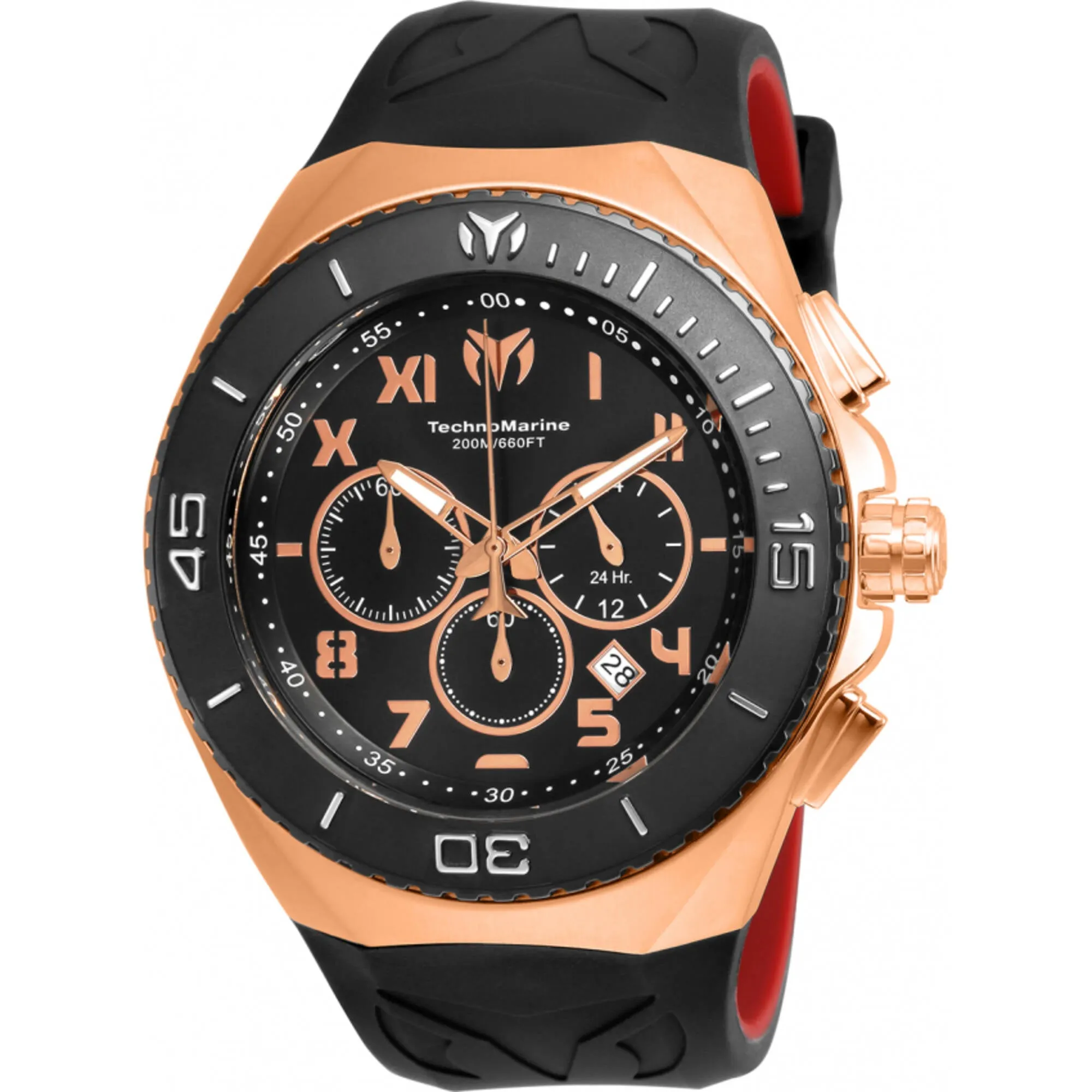 Technomarine Men's Watch - Manta Ocean Chrono Rose Gold and Black Dial | TM-215064
