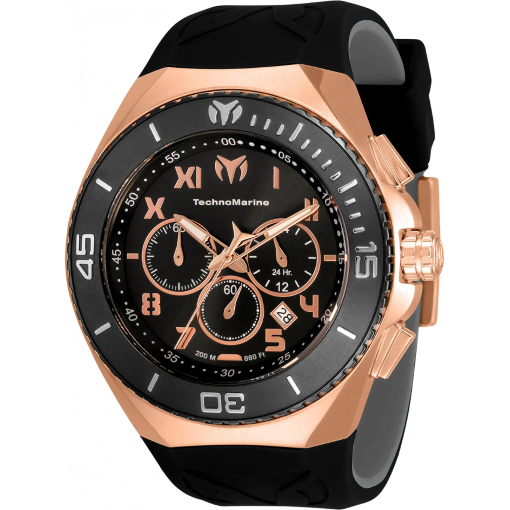 Technomarine Men's Watch - Manta Ocean Chrono Rose Gold Case Black Dial | TM-220009