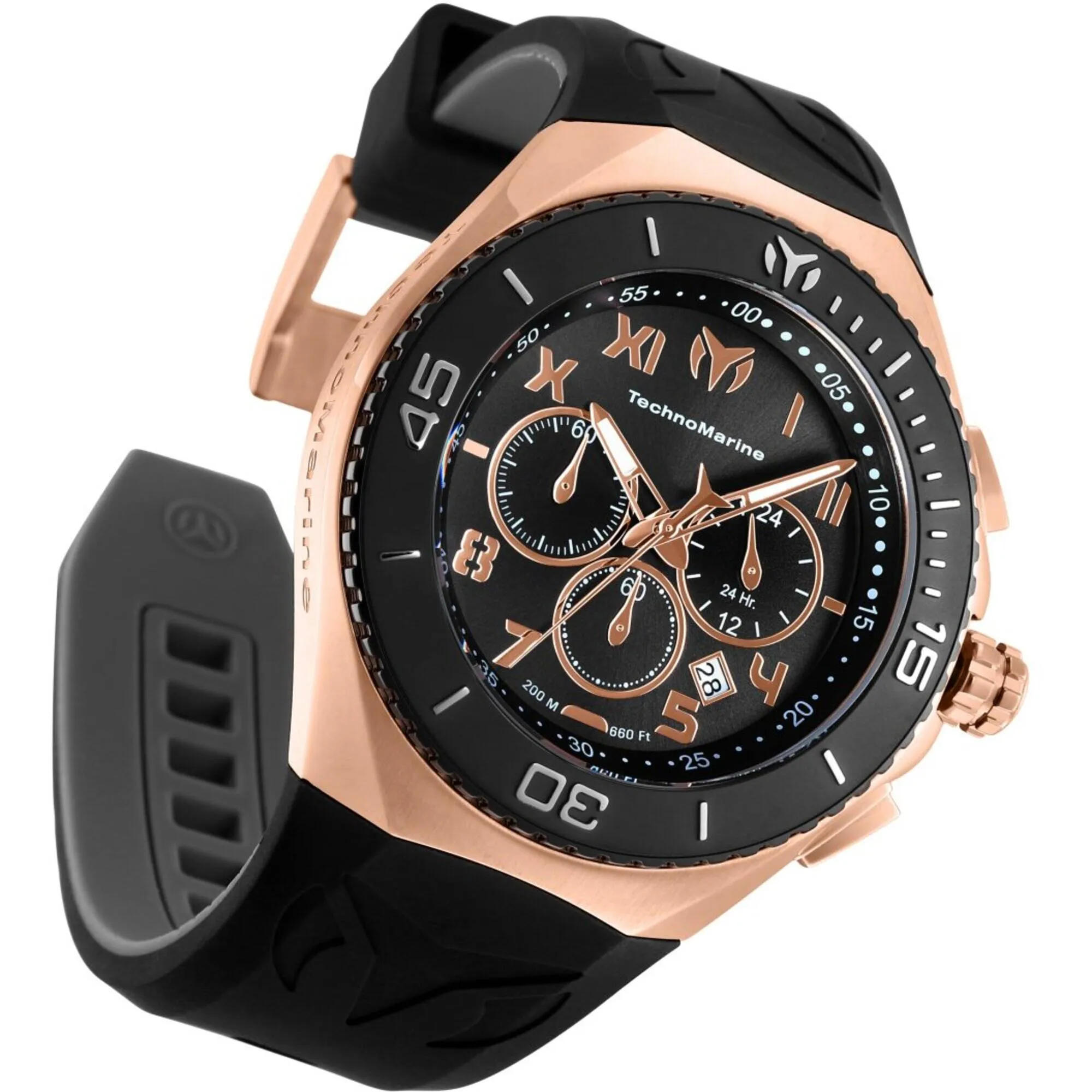 Technomarine Men's Watch - Manta Ocean Chrono Rose Gold Case Black Dial | TM-220009