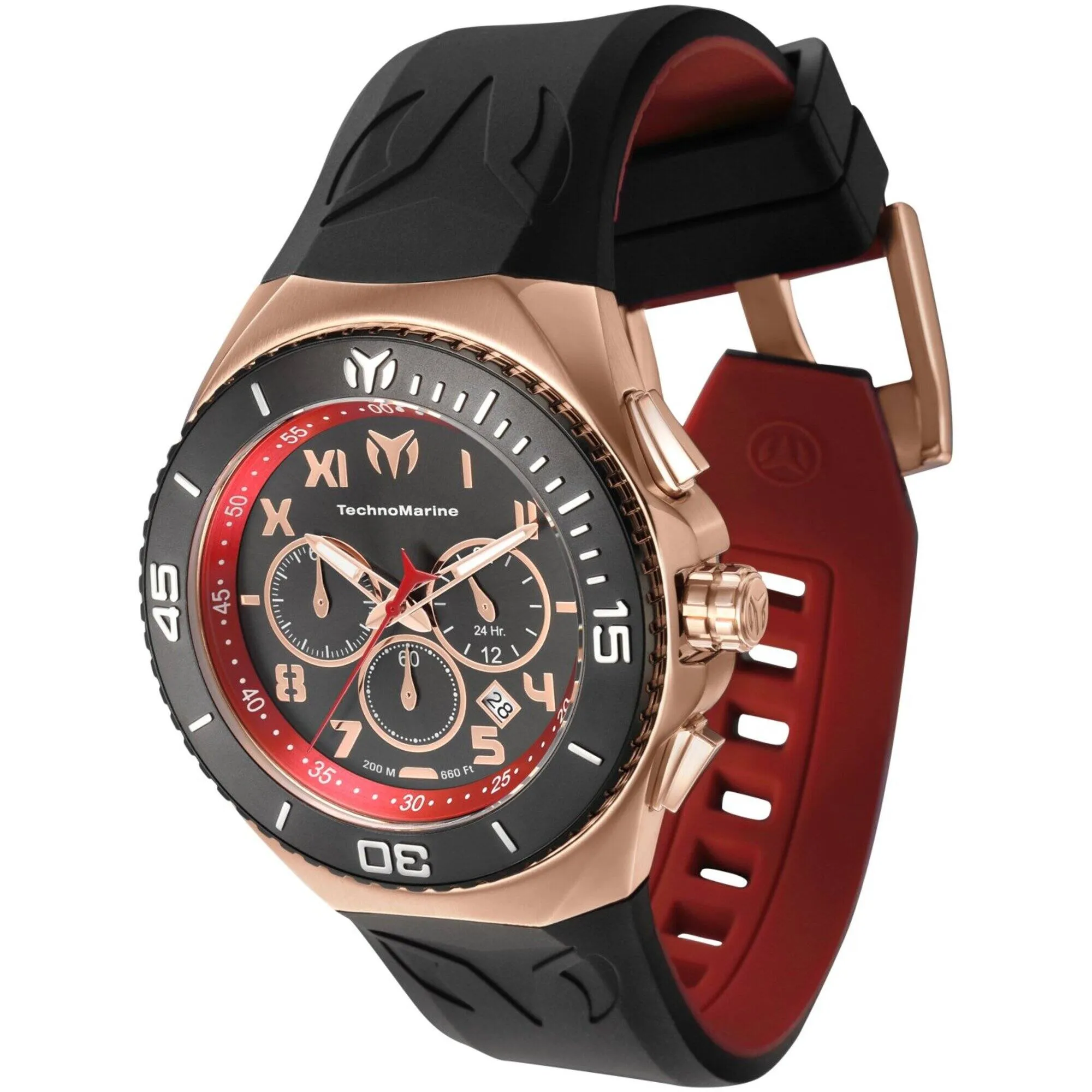 Technomarine Men's Watch - Manta Ocean Chronograph Black and Red Strap | TM-221046