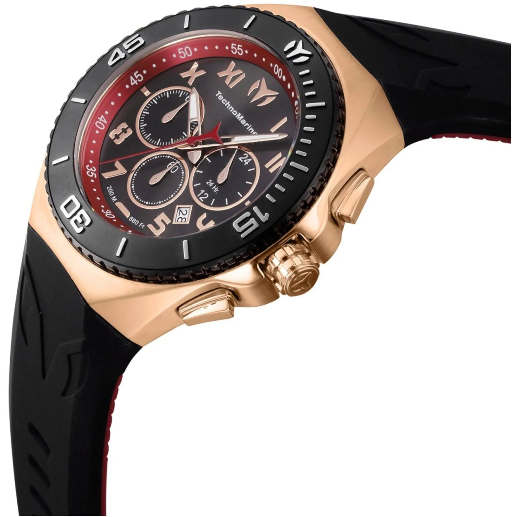 Technomarine Men's Watch - Manta Ocean Chronograph Black and Red Strap | TM-221046