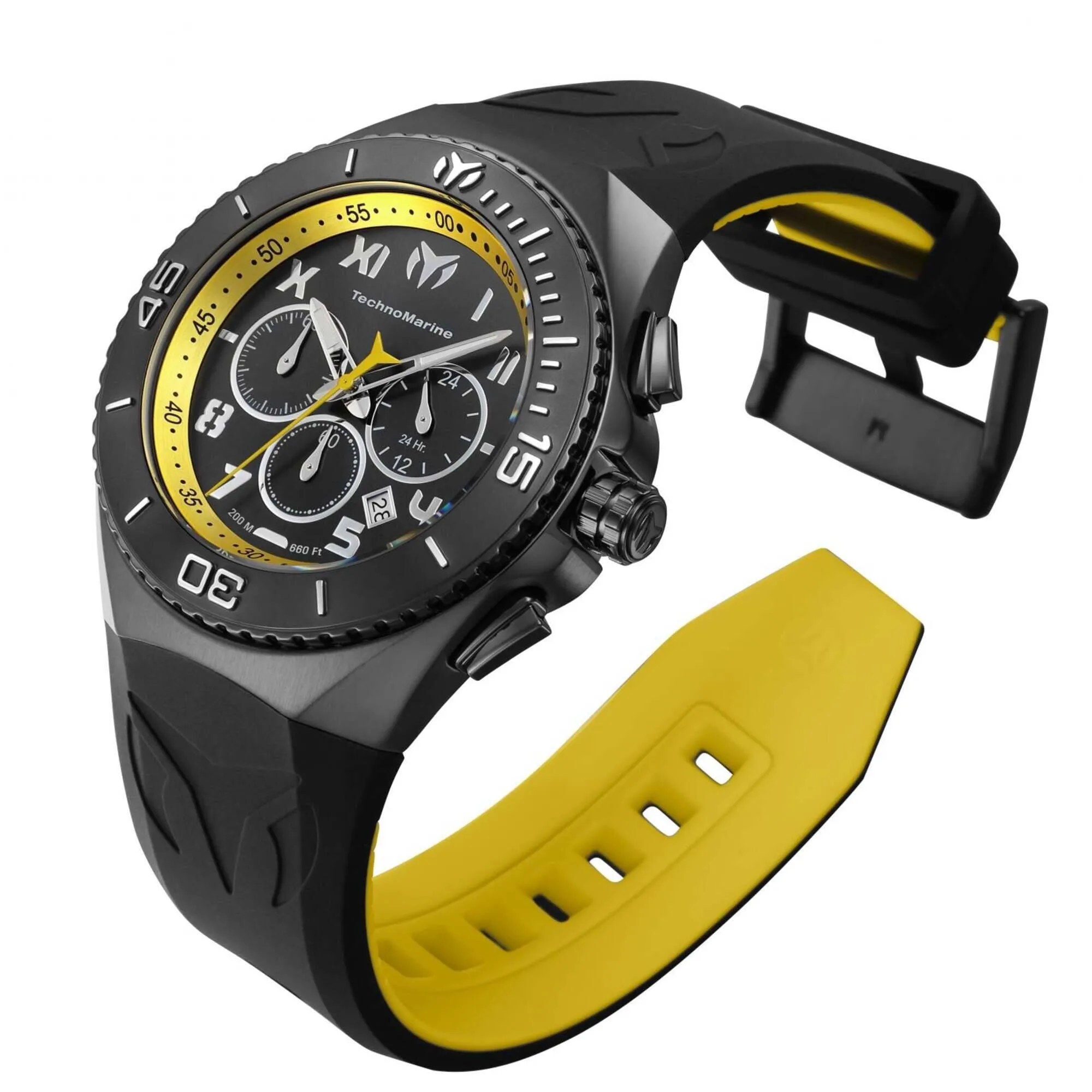 Technomarine Men's Watch - Manta Ocean Chronograph Black, Yellow Strap | TM-221045