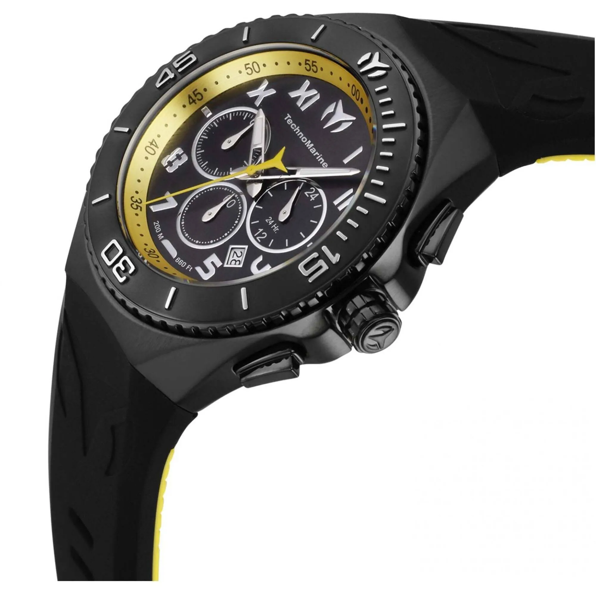 Technomarine Men's Watch - Manta Ocean Chronograph Black, Yellow Strap | TM-221045
