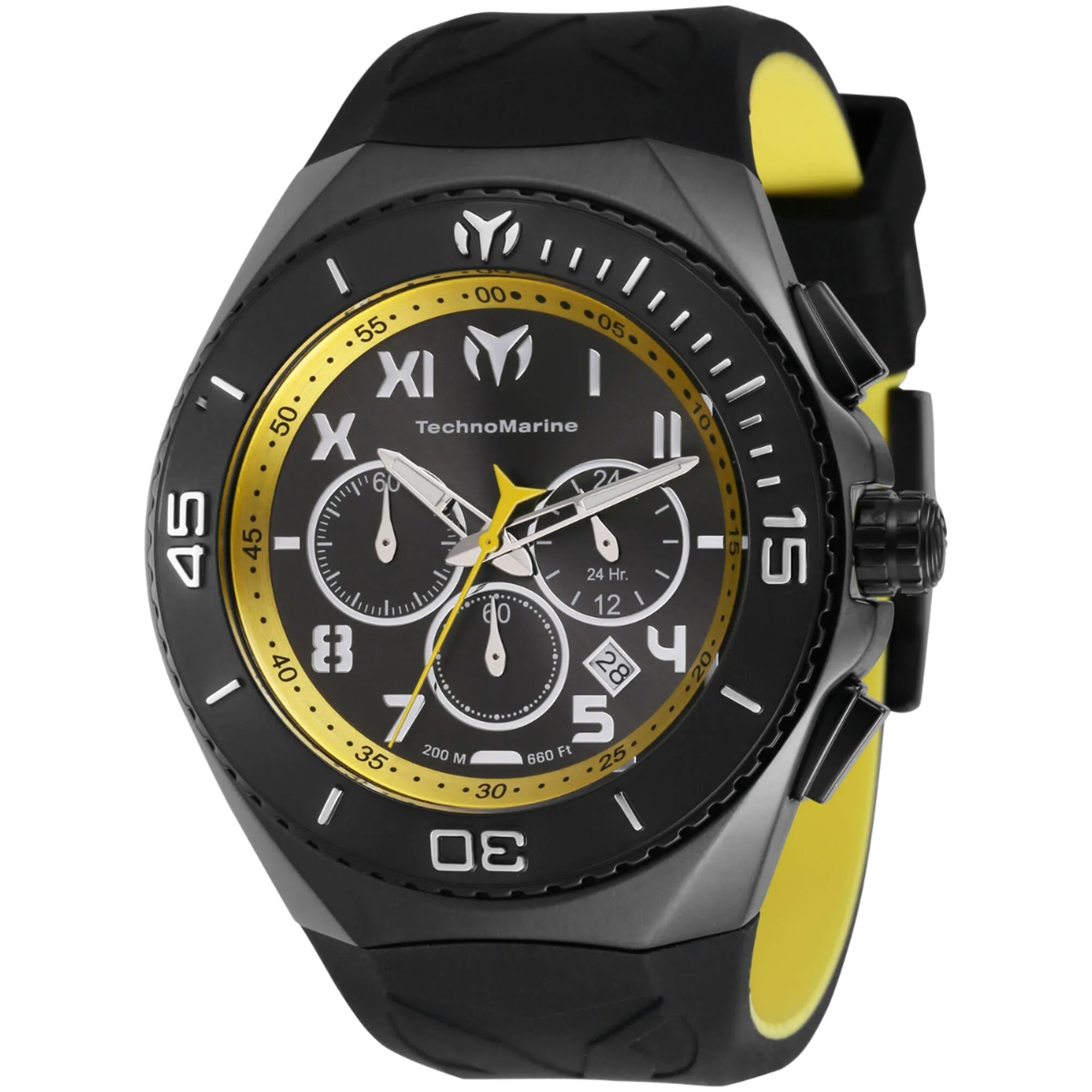 Technomarine Men's Watch - Manta Ocean Chronograph Black, Yellow Strap | TM-221045