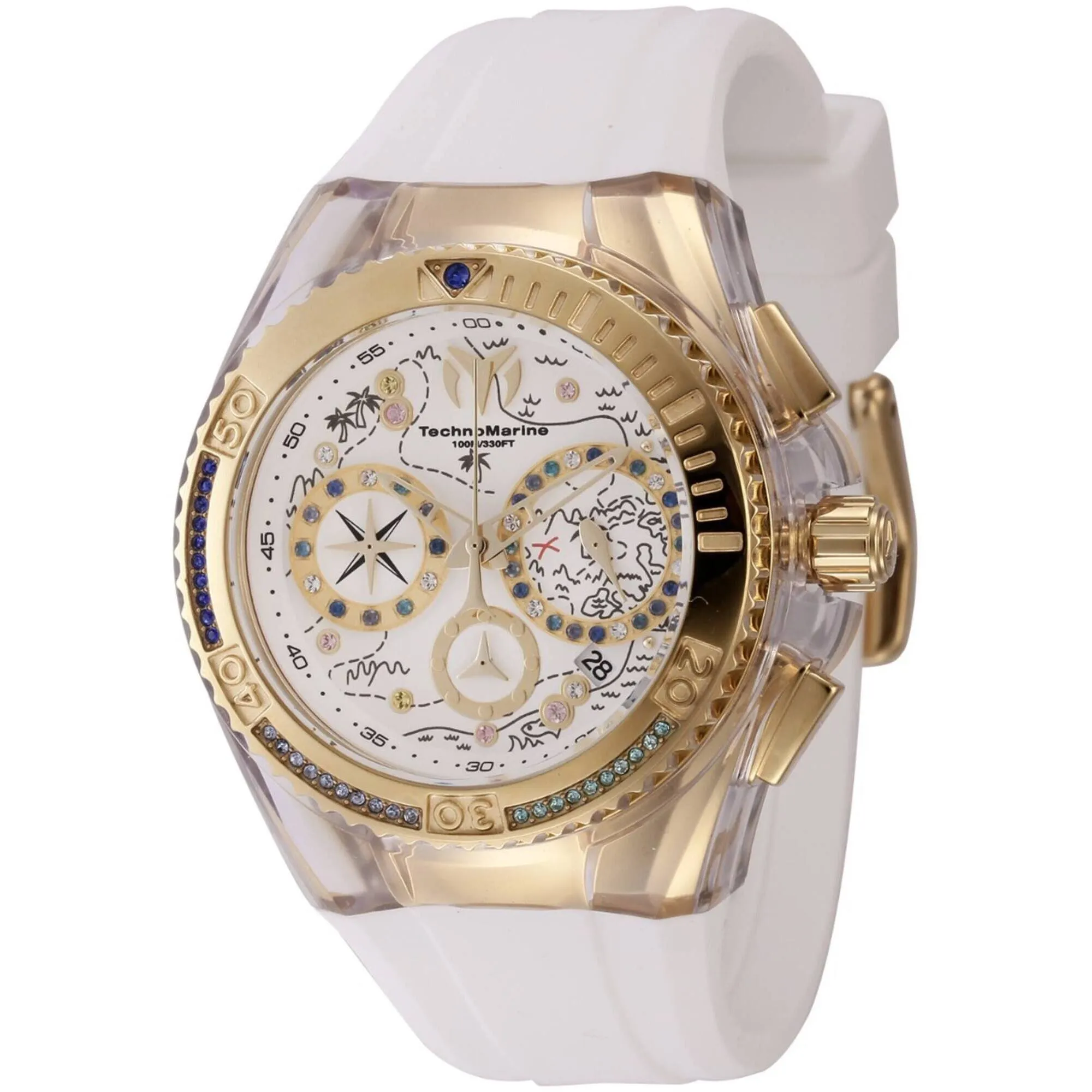 Technomarine Women's Watch - Cruise Dream Yellow Gold Case White Strap | TM-121003