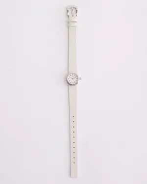 The Dot Watch: Polished Silver / White Dial / Milk Leather