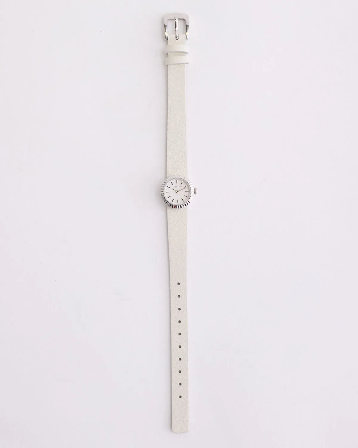 The Dot Watch: Polished Silver / White Dial / Milk Leather