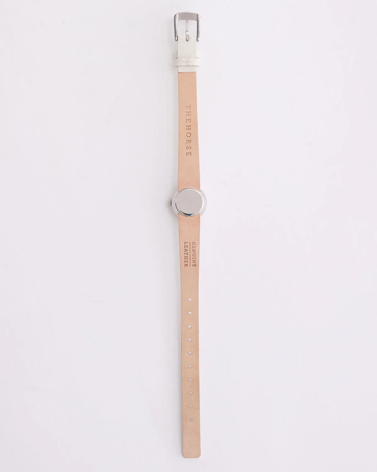 The Dot Watch: Polished Silver / White Dial / Milk Leather