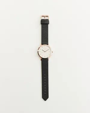 The Mini Original: Rose Gold Case / White Dial / Black Leather