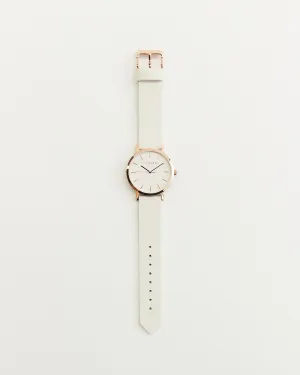 The Mini Original: Rose Gold Case / White Dial / Milk Leather