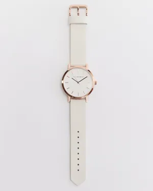 The Original: Polished Rose Gold / White Face / Milk Leather