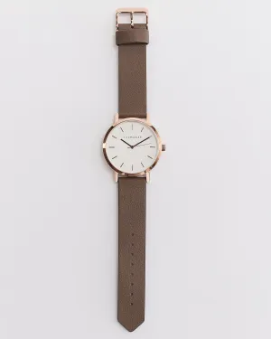 The Original: Polished Rose Gold / White Face / Taupe Leather