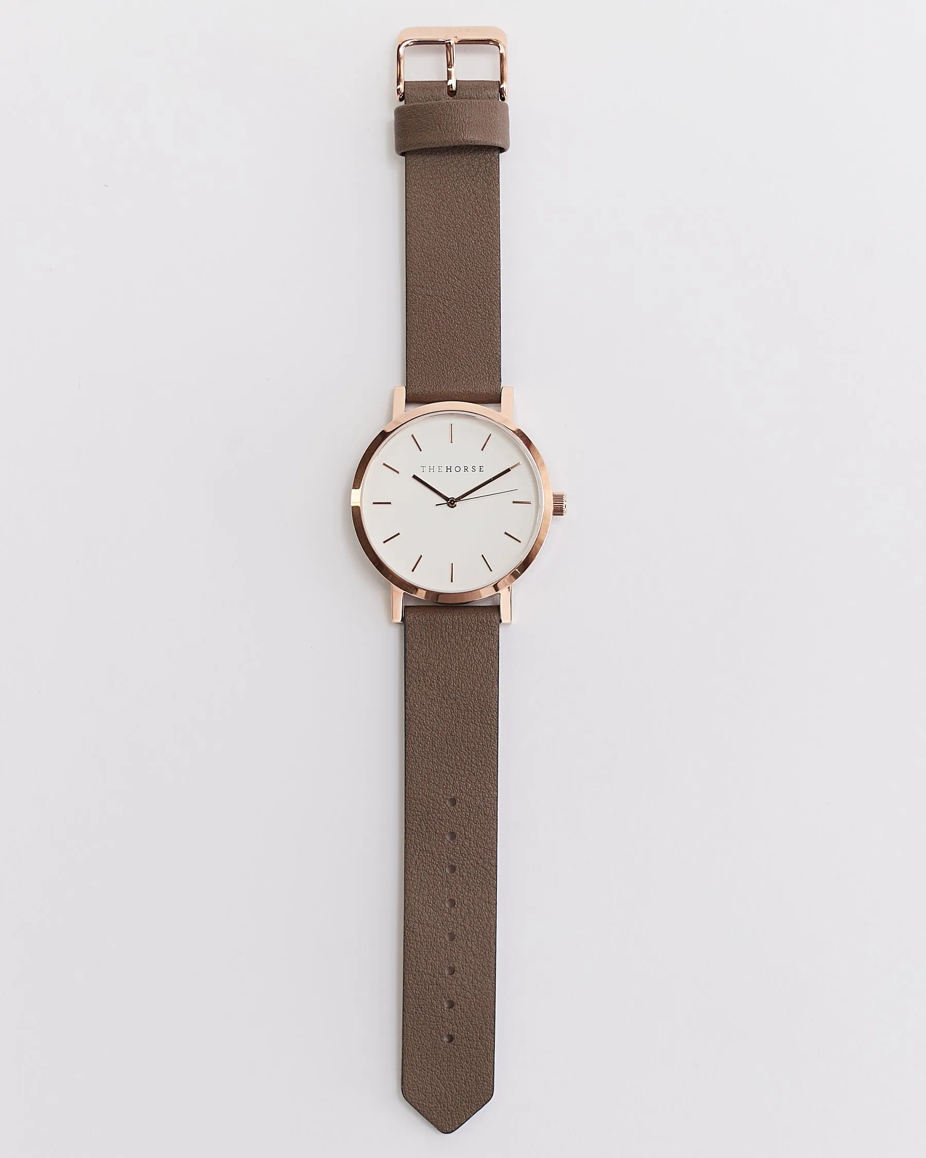 The Original: Polished Rose Gold / White Face / Taupe Leather