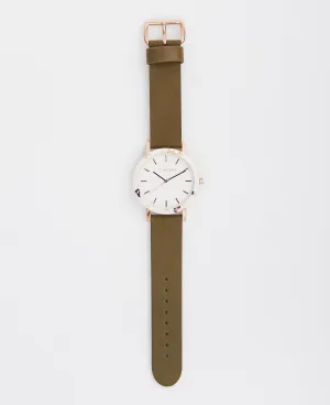 The Resin: Nougat Case / White Dial / Rose Gold Indexing / Olive Leather
