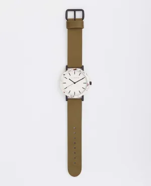 The Resin: Nougat Shell / White Dial / Olive Leather