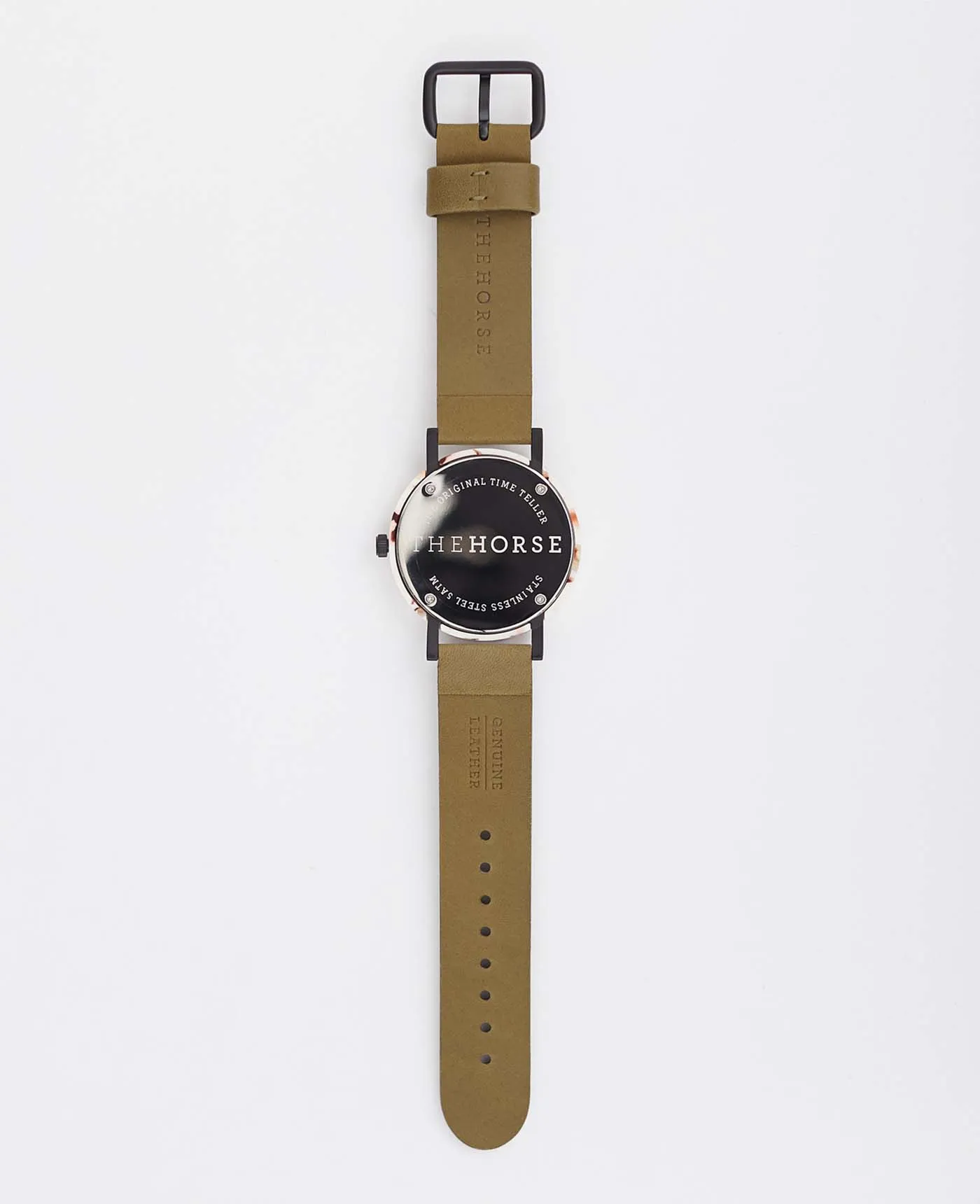 The Resin: Nougat Shell / White Dial / Olive Leather