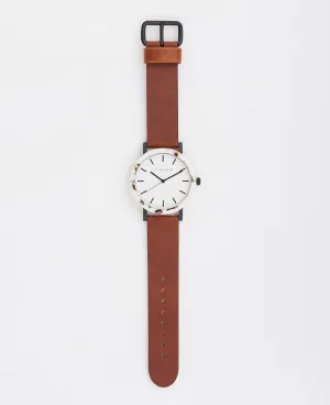The Resin: Nougat Shell / White Dial / Tan Leather