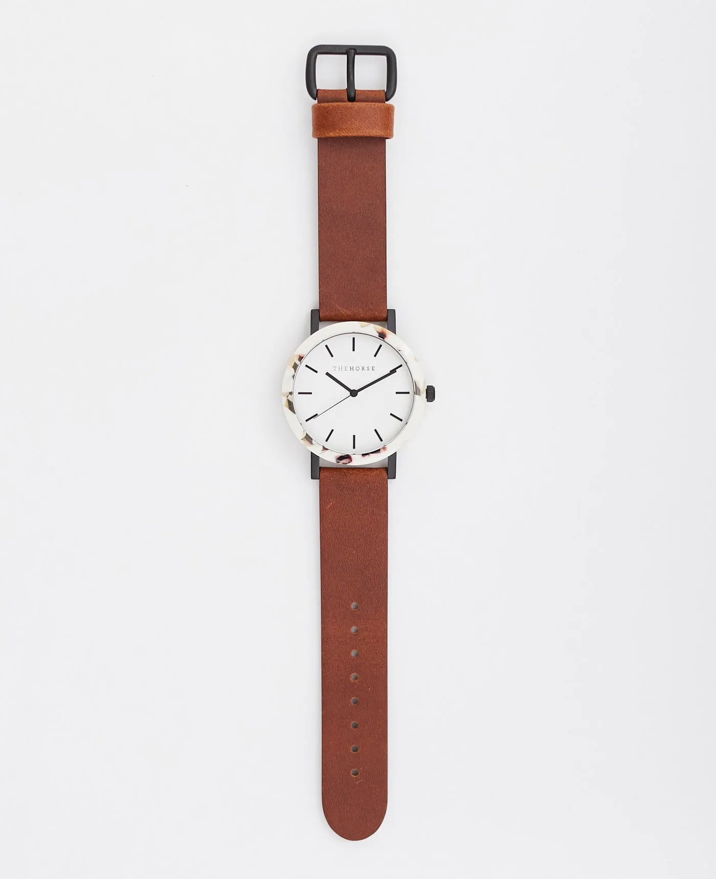 The Resin: Nougat Shell / White Dial / Tan Leather