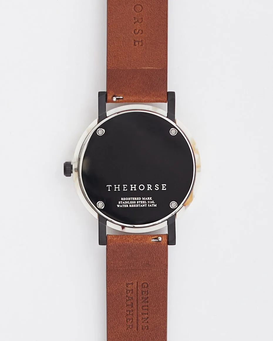 The Resin: Nougat Shell / White Dial / Tan Leather