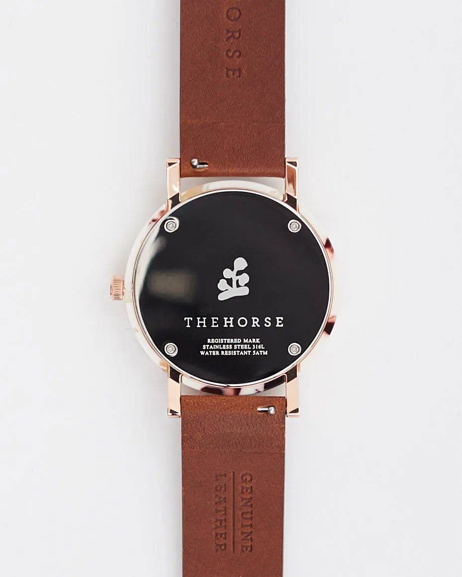 The Resin: White Nougat Case / White Dial / Tan Leather