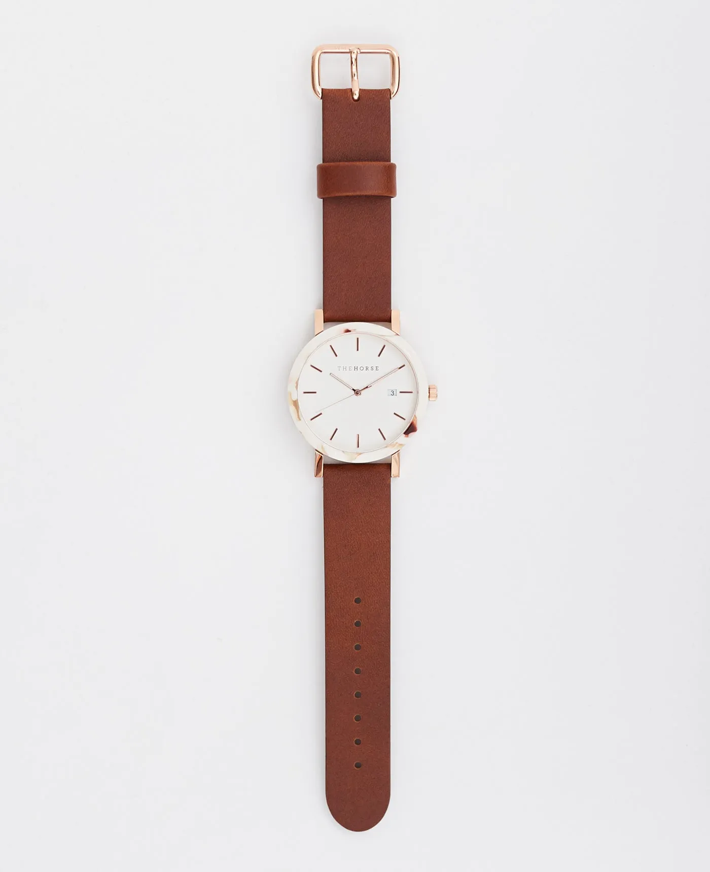 The Resin: White Nougat Case / White Dial / Tan Leather