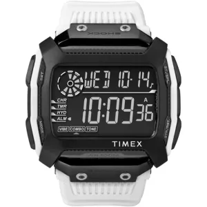 Timex Men's Digital Watch - Command Black Dial White Strap Shock Resistant | TW5M18400