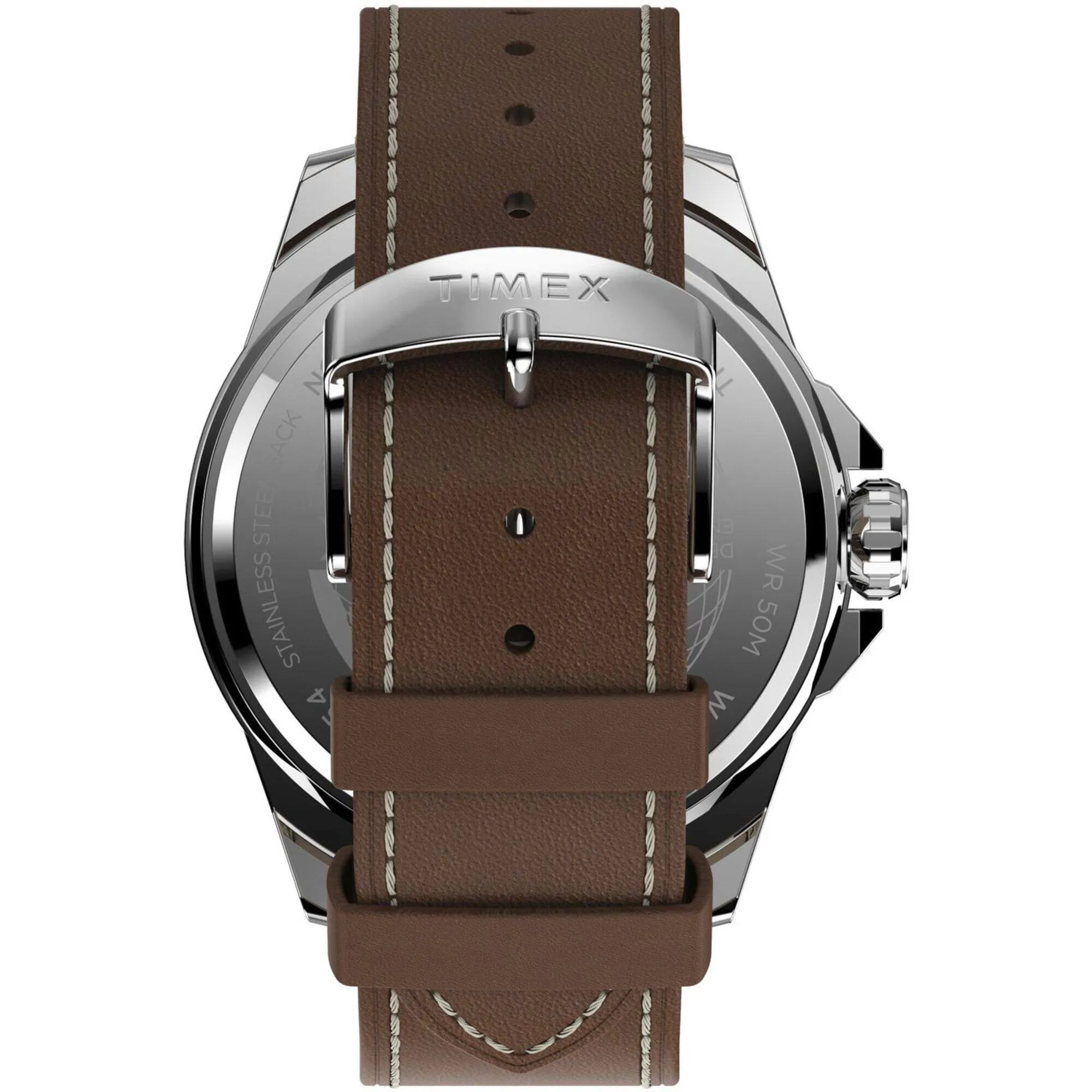 Timex Men's Watch - Essex Avenue Blue Dial Tan Leather Strap Day-Date | TW2U42800