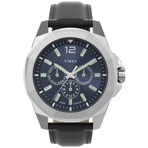 Timex Men's Watch Essex Quartz Blue Dial Leather Strap Watch | TW2V43200