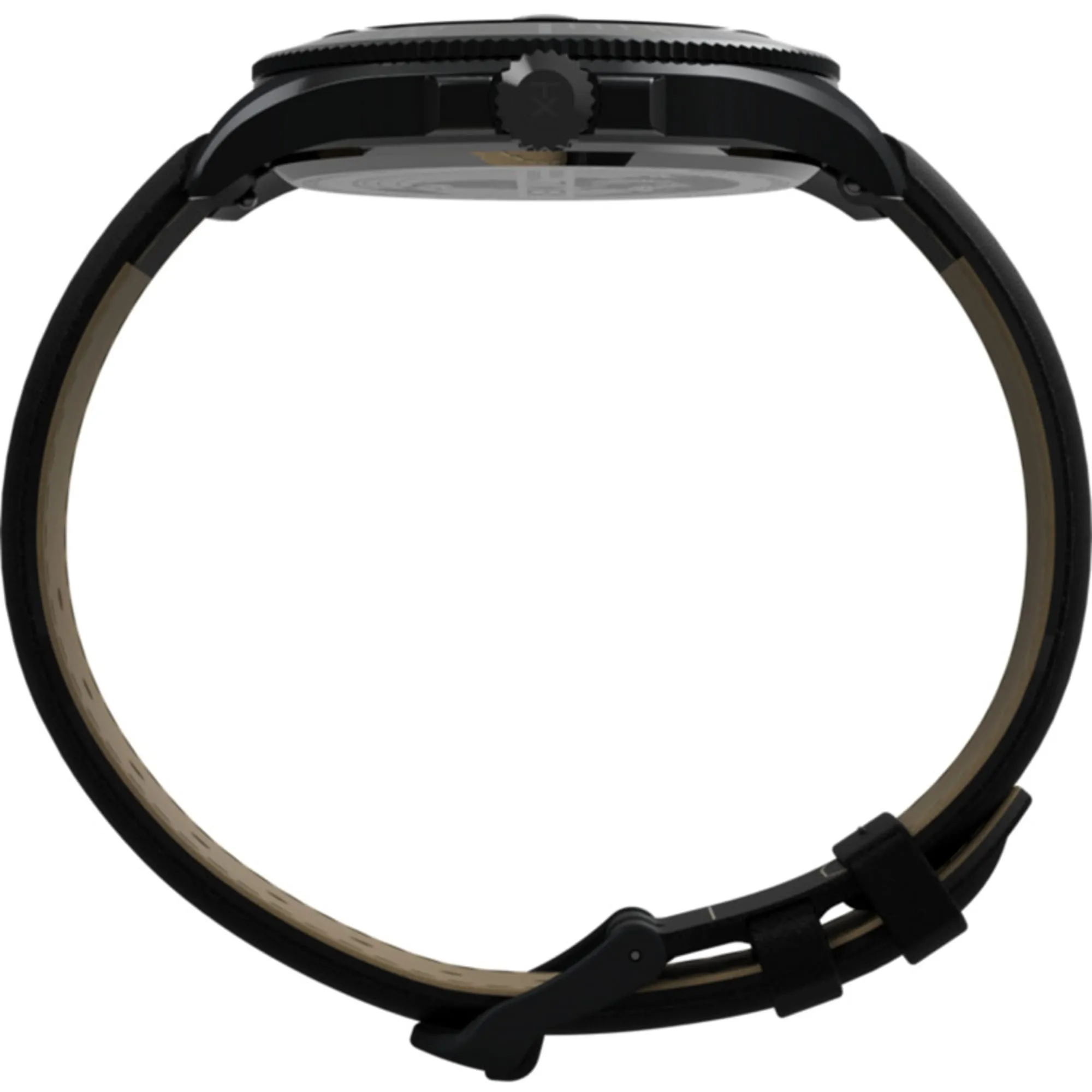 Timex Men's Watch - Harborside Coast GMT Quartz Black Dial Leather Strap | TW2V42300