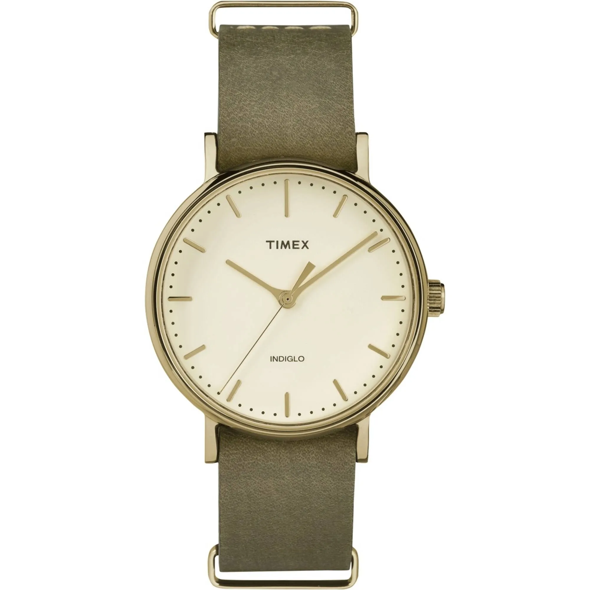 Timex Women's Watch - Fairfield Quartz Cream Dial Green Leather Strap | TW2P98500