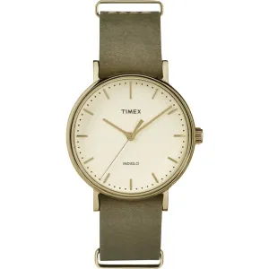Timex Women's Watch - Fairfield Quartz Cream Dial Green Leather Strap | TW2P98500