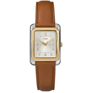 Timex Women's Watch - Meriden Quartz Silver Tone Dial Brown Leather Strap | TW2R89600