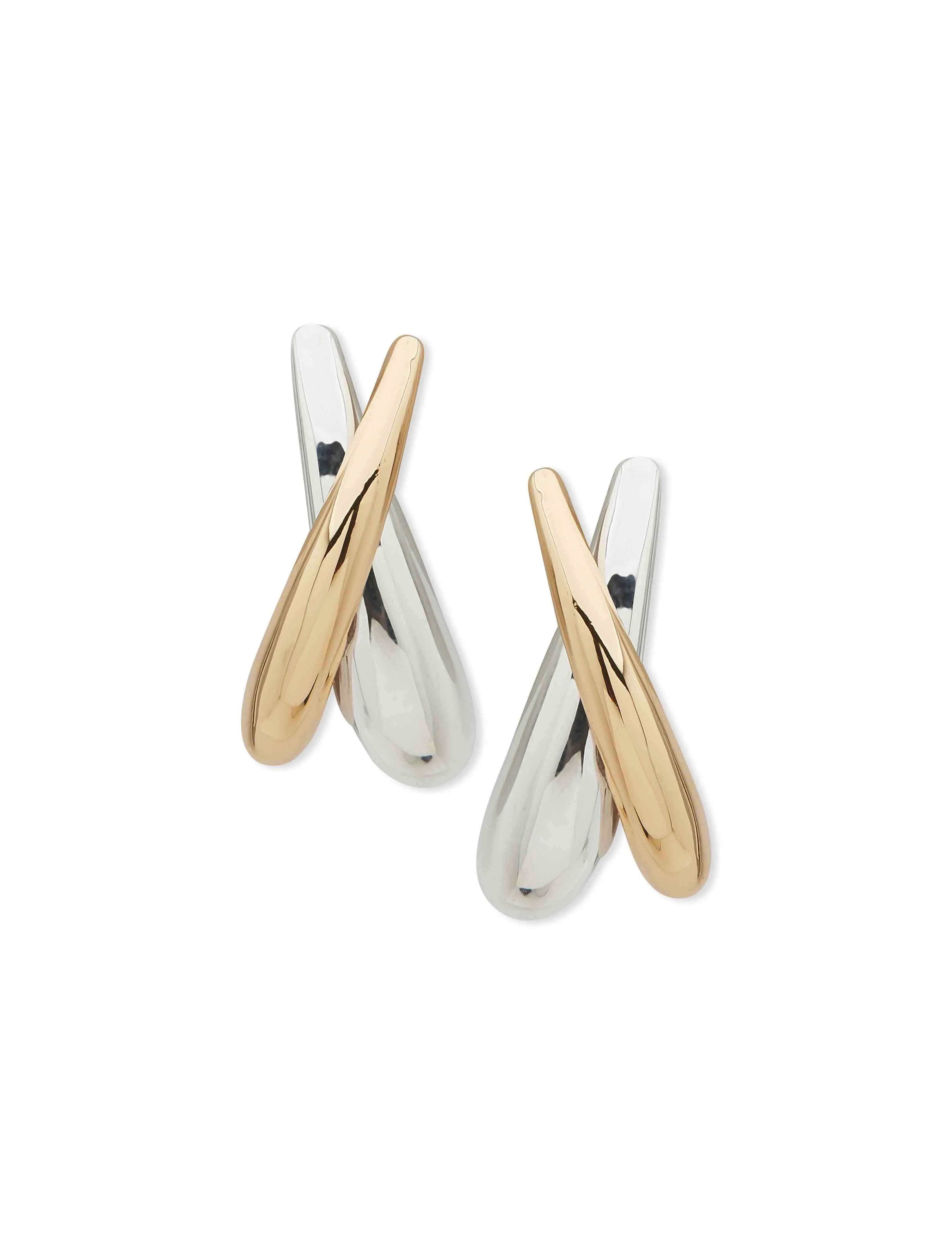 Two Tone Criss Cross Earring