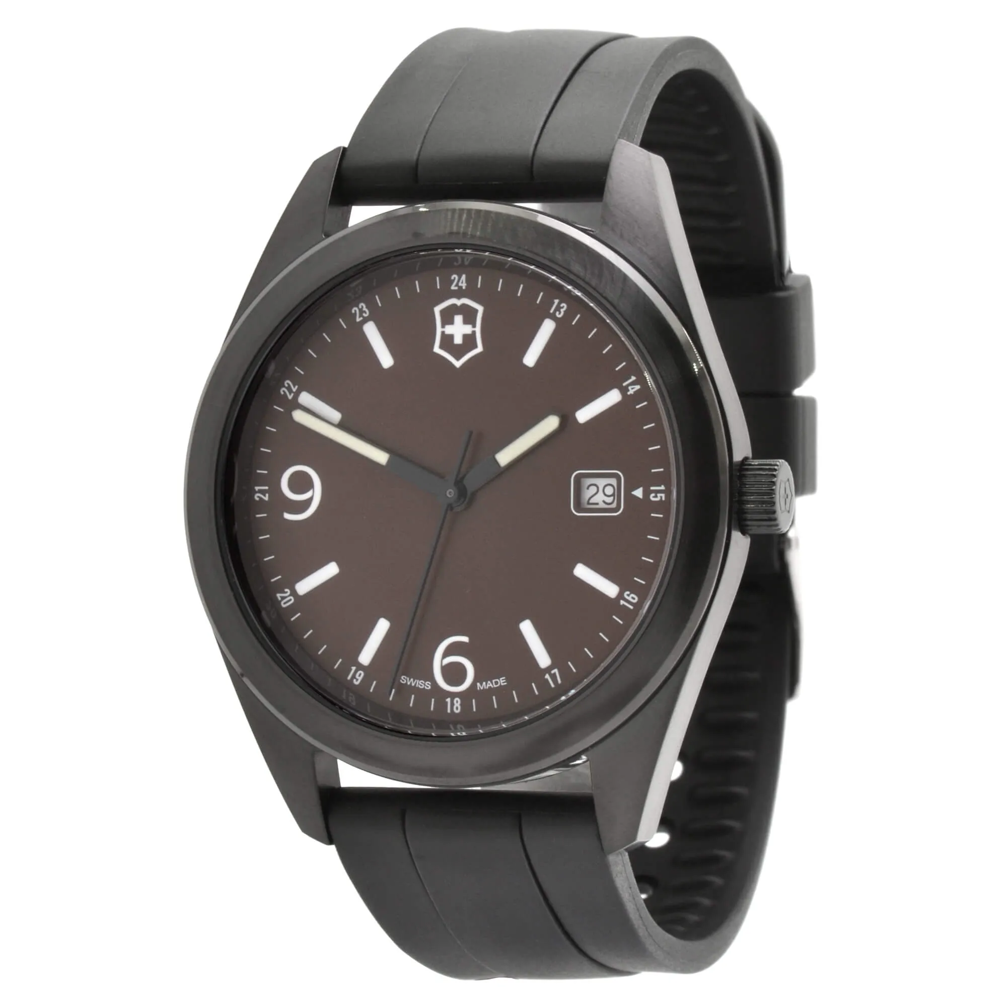 Victorinox Swiss Army Men's Watch - Garrison Brown Dial Black Strap Date | 26077.CB