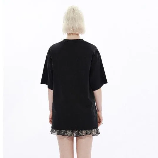 Women's Grunge Cat Printed Chiffon Short Skirt